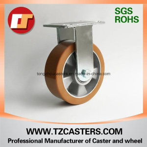 Fixed Caster with Heavy Duty PU Wheel Aluminum Center 125*50